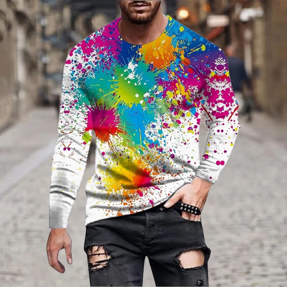 3D Printing Services - Camiseta masculina com estampa de arco-íris,
