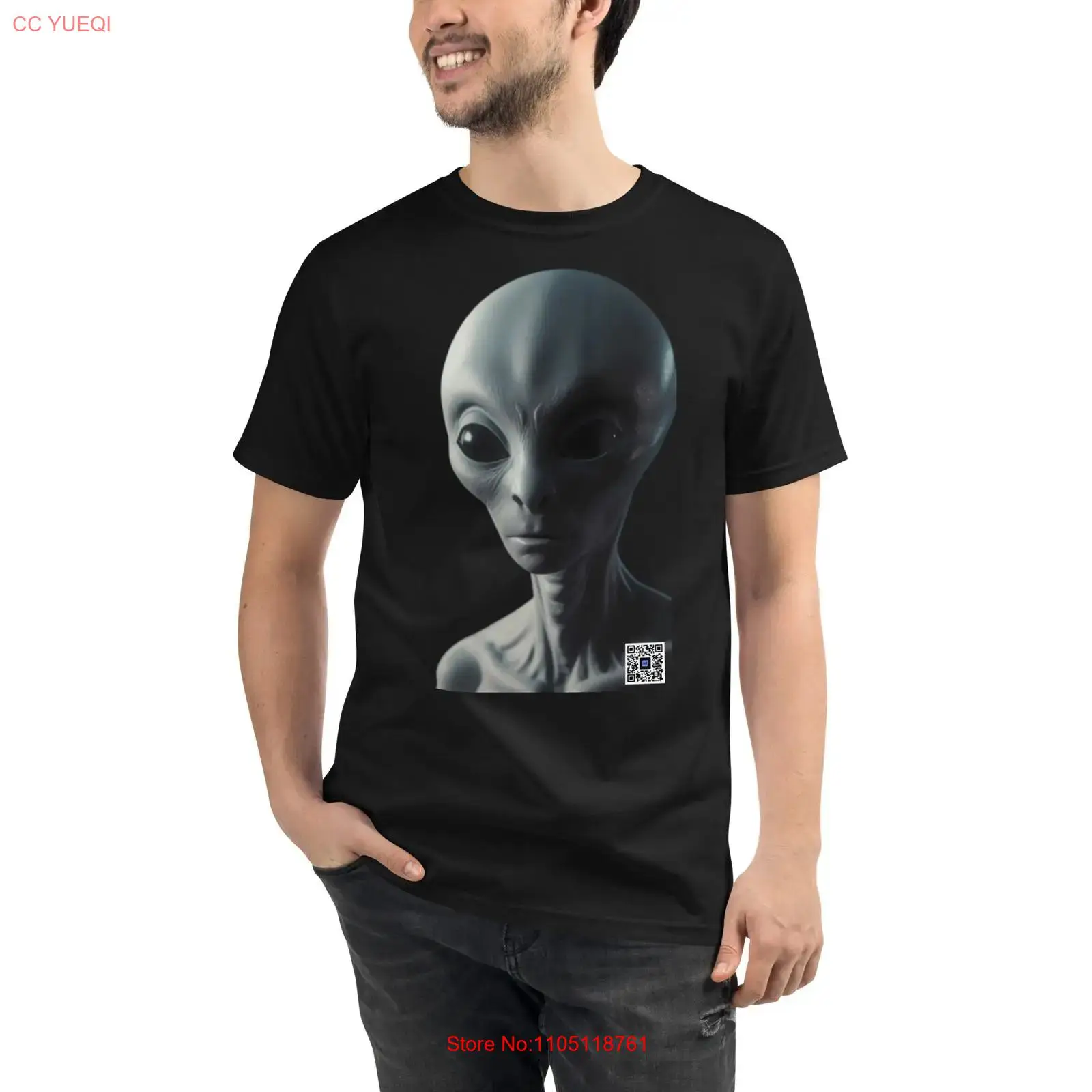 Camiseta alienígena orgânica,  - 3D Printing Qr Code avaliação e preço